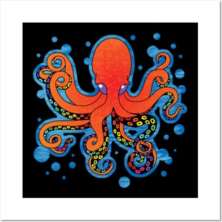 Painted Octopus, Orange Posters and Art